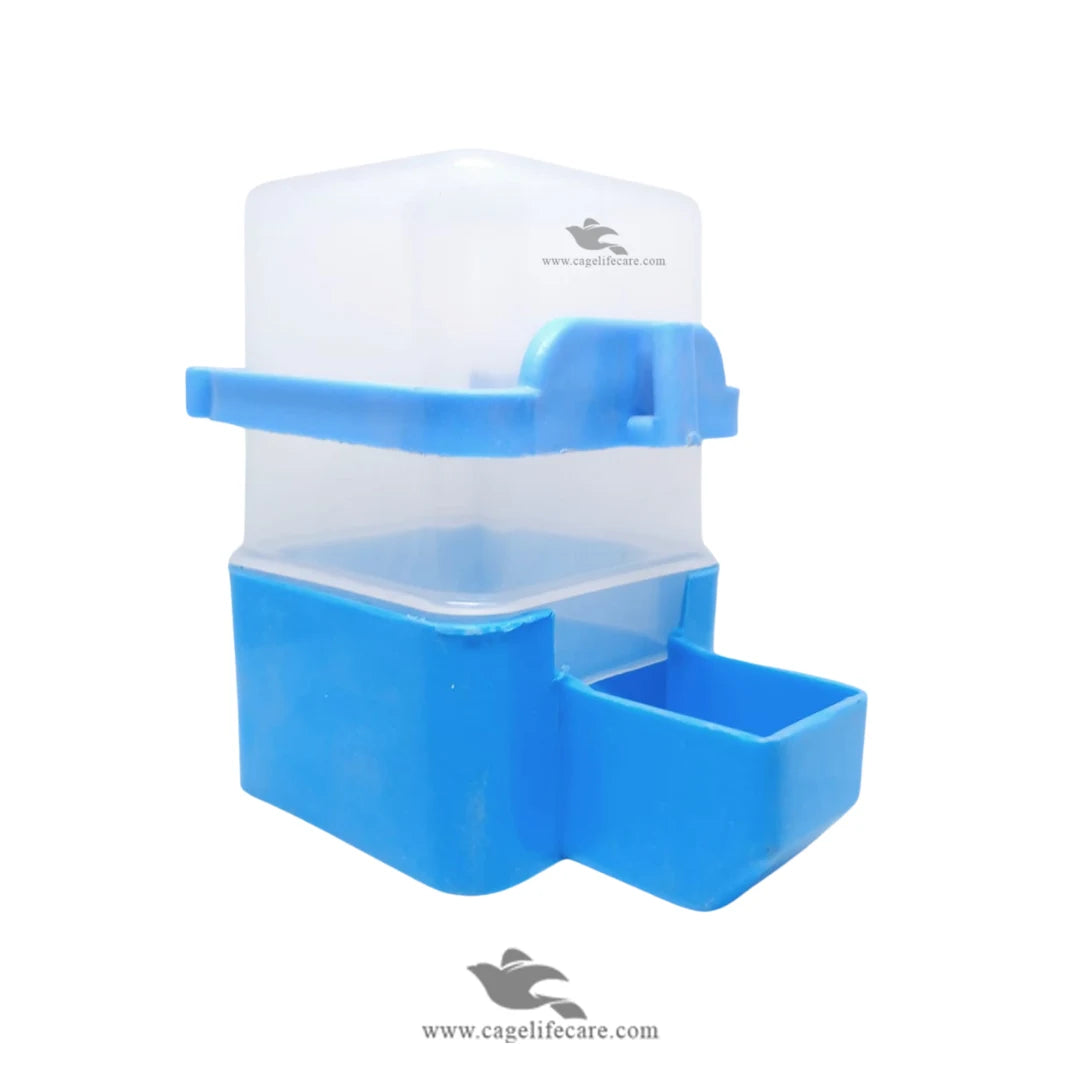 300ml Square Water & Seeds Feeder for Birds Blue