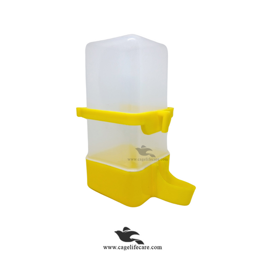 480ml Square Water Drinker for Birds Pigeons & Poultry Yellow