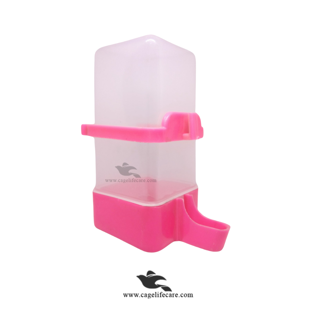 480ml Square Water Drinker for Birds Pigeons & Poultry Pink