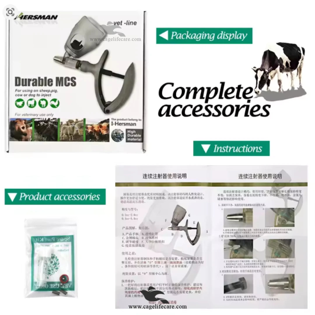 5ml Adjustable Veterinary Vaccine Gun For Poultry & Livestock Syringe (Vet Line)