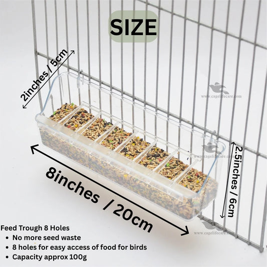 8-Hole Feed Trough – Aviary Feeder (Italy) Diamension