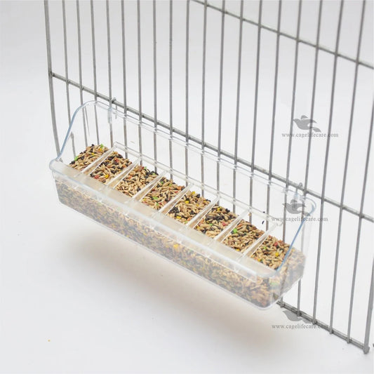 Acrylic Aviary Feed Feeder – 15 Inch for Small Birds install in cage