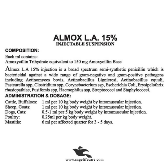 Almox L.A. 15% Injection – Broad Spectrum Antibiotic for Livestock & Pets