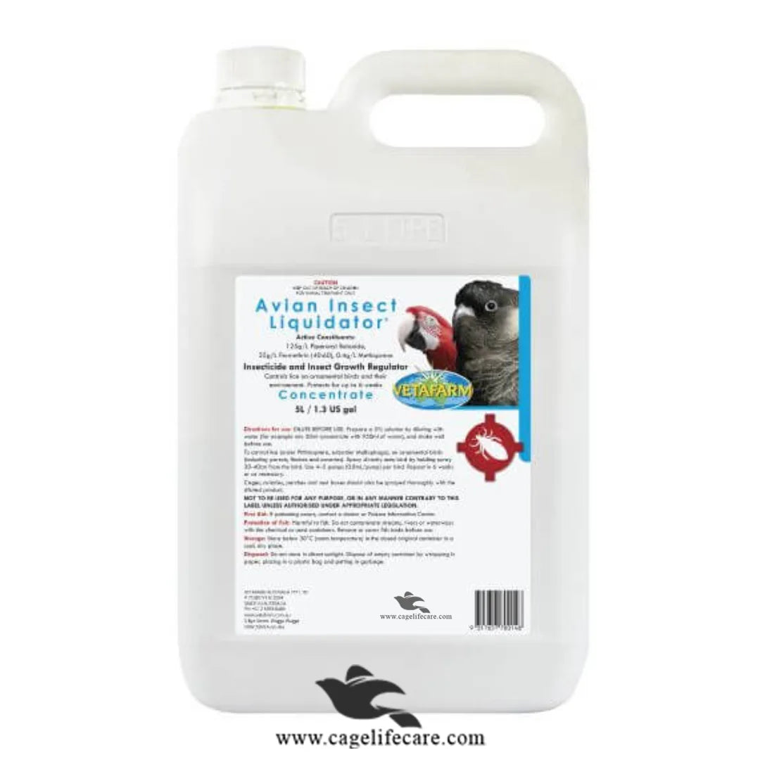 Avian Insect Liquidator (A.I.L) Concentrate Mite and Lice Spray 5 liter Can and Loose Packings