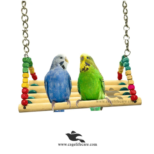 Bench Swing Bird Sitting Toy with Natural Wood - Parrots & Small Birds
