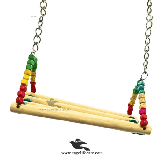 Bench Swing Bird Sitting Toy with Natural Wood - Parrots & Small Birds