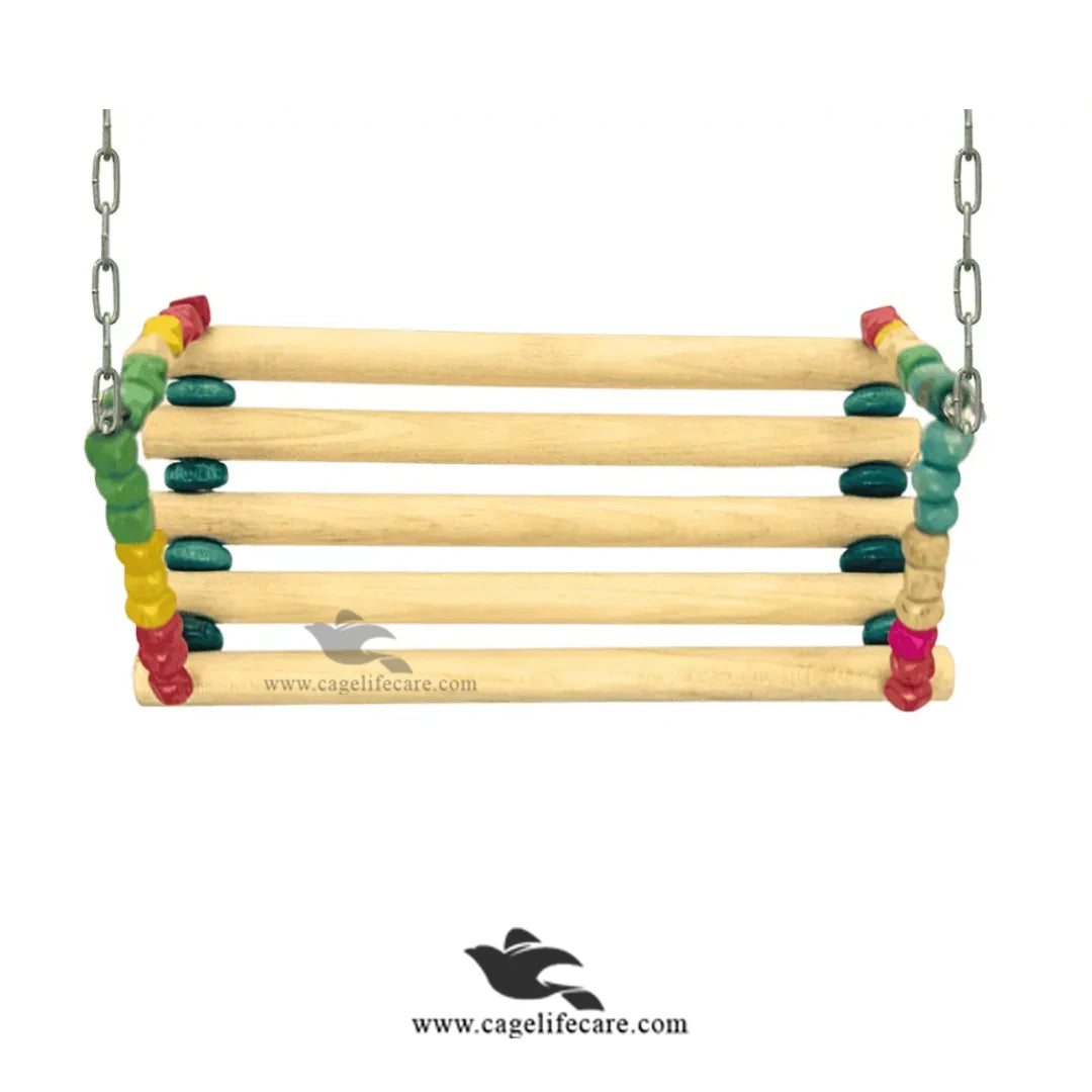 Bench Swing Bird Sitting Toy with Natural Wood - Parrots & Small Birds