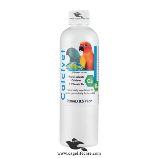 Calcivet – Liquid Calcium Supplement with Vitamin D3 for Birds Boost Birds Calcium Stop Dead in shell and egg binding Solution 250ml Bottle and Loose Packing