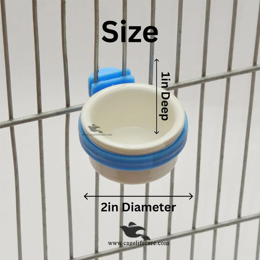 Ceramic Grit & Softfood Pot For Small Birds Size Diemension