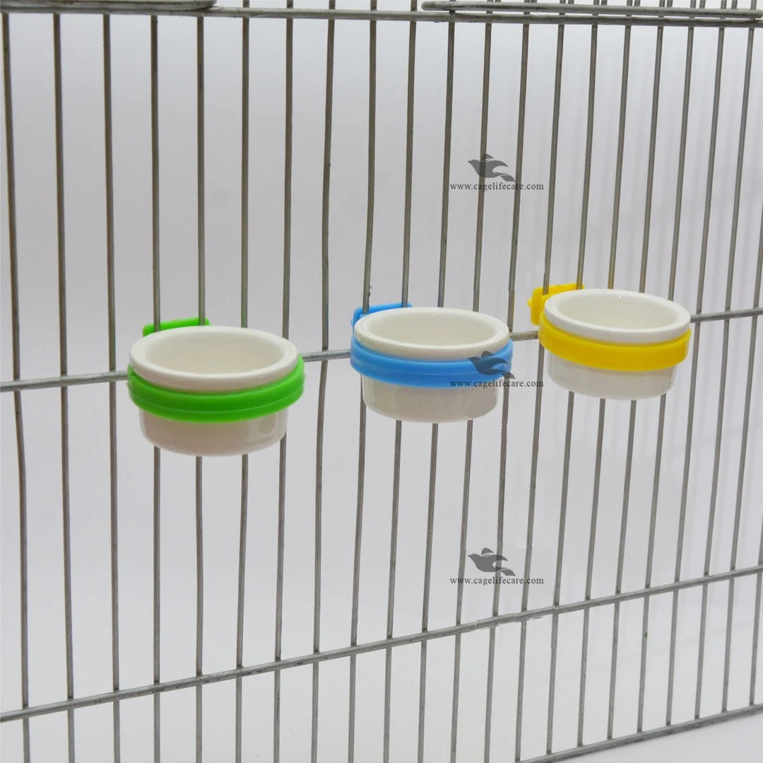 Ceramic Grit & Softfood Pot For Small Birds Beautiful Colors Yellow Green Blue