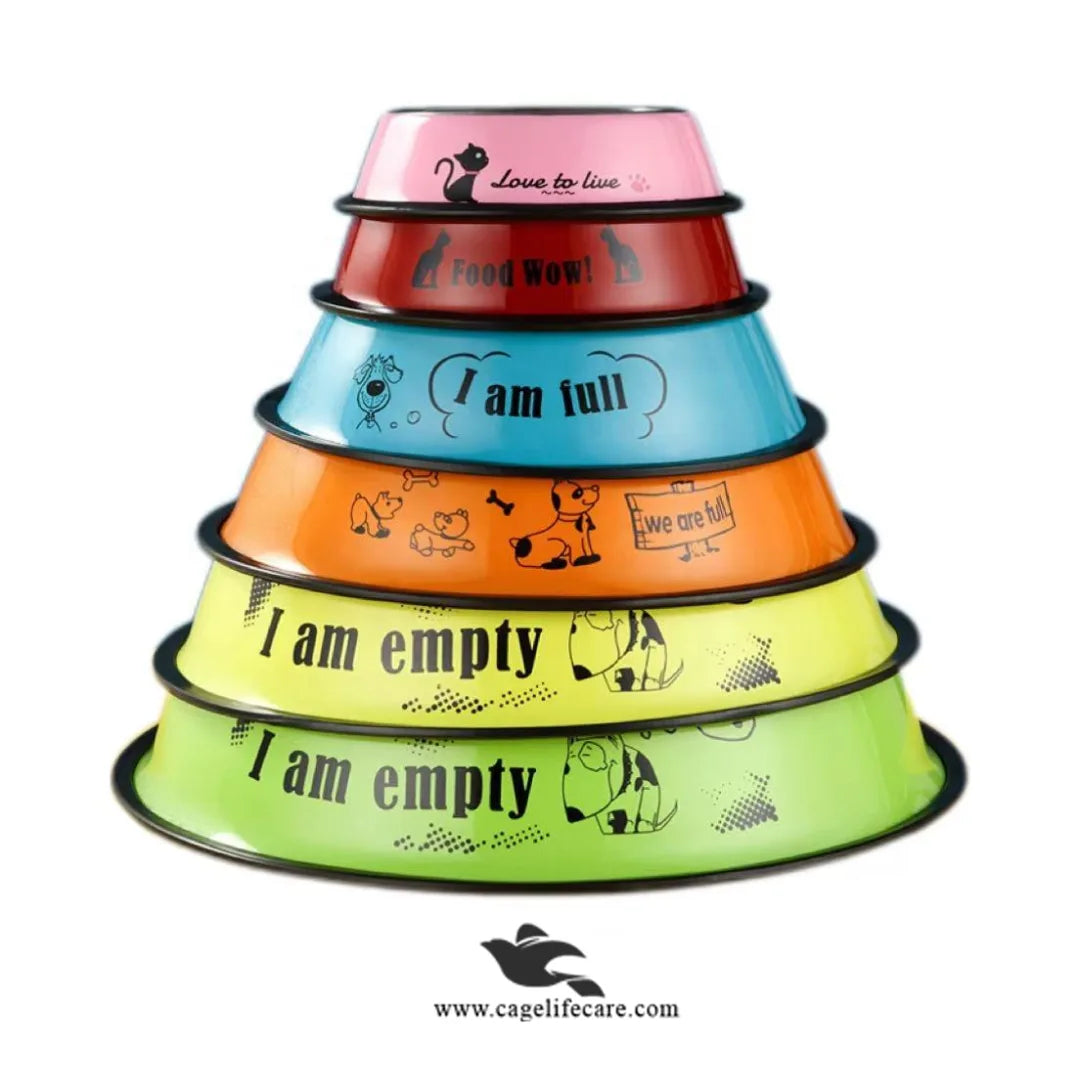 Stylish colored steel bowl for indoor and outdoor pets
