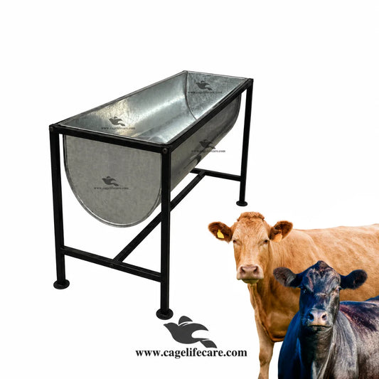 Cow & Buffalo Open Feeding Bucket with Foldable Stand – Stainless Steel Livestock Feeder