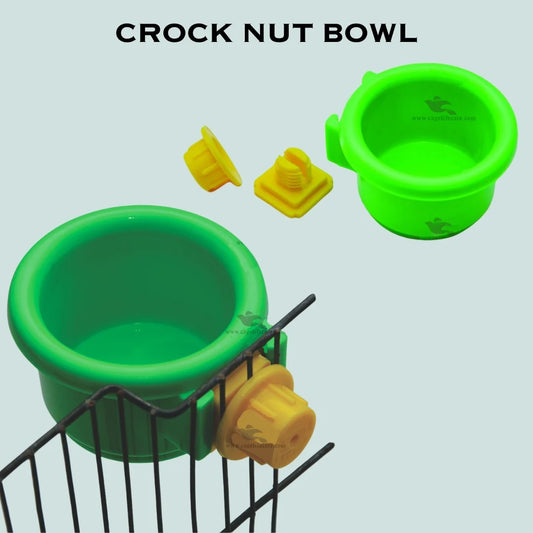 Crock Bowl – Removable Food and Water Bowl for Parrots & Pets nut lock system