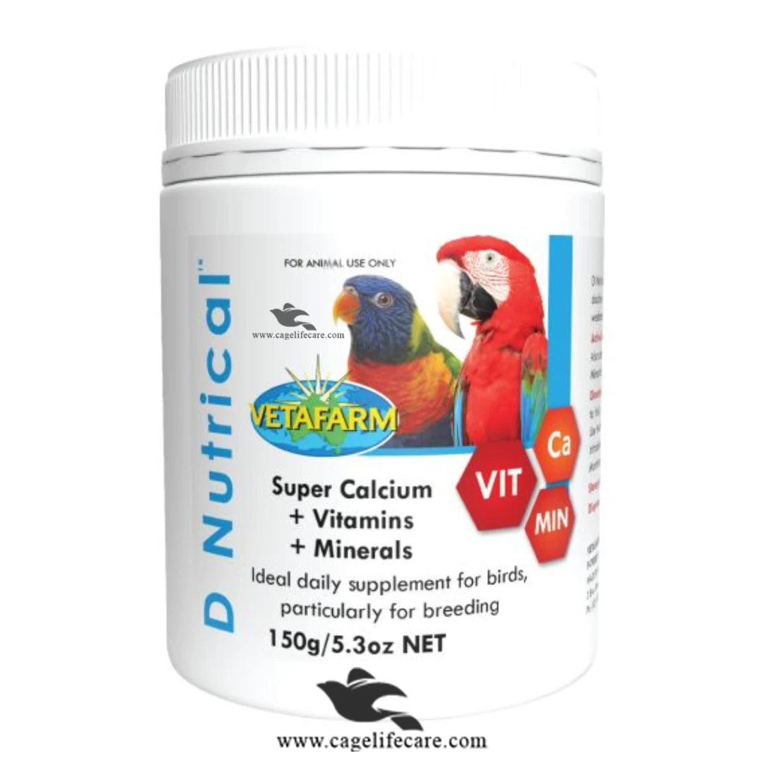 D Nutrical – Ideal Daily Supplement For Birds - Calcium Vitamin D3 Minerals all in one powder for birds 150g Box and Loose Packing