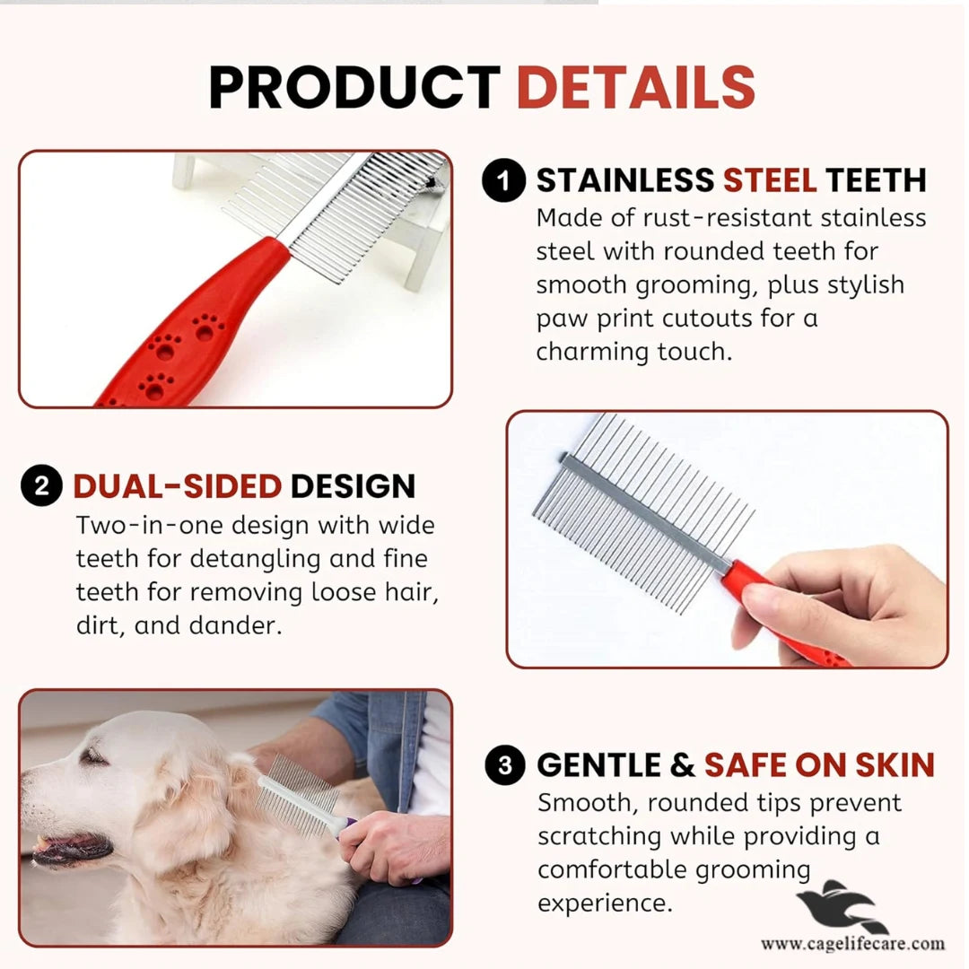 Easy to clean grooming comb for cats dogs rabbits