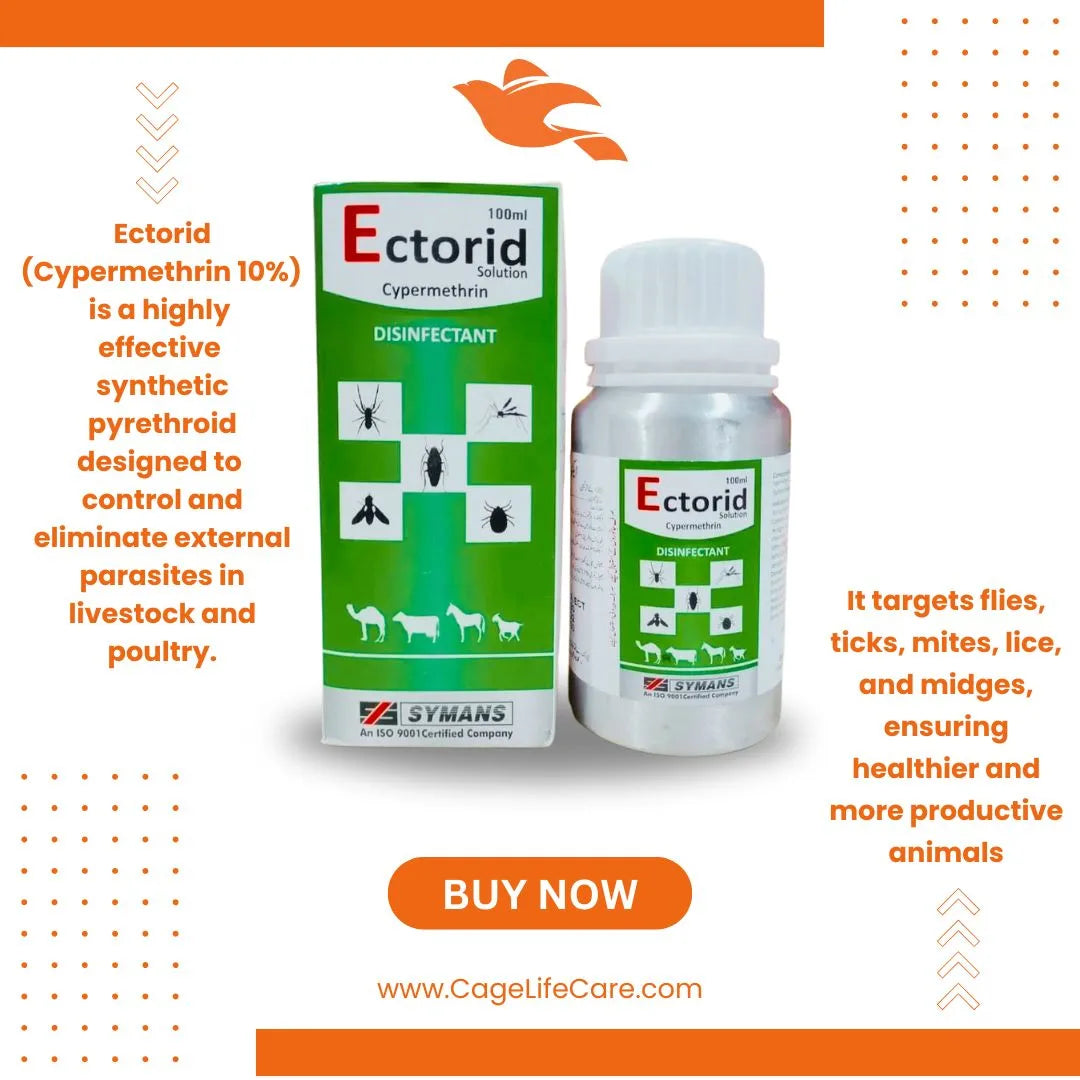 Ectorid – Cypermethrin 10% Powerful Mites & Ticks Controller for Livestock & Poultry
