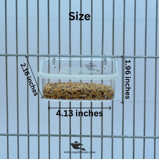 Feeding Pot with Grid – Premium Transparent Feeder for Small Birds Size Diemension