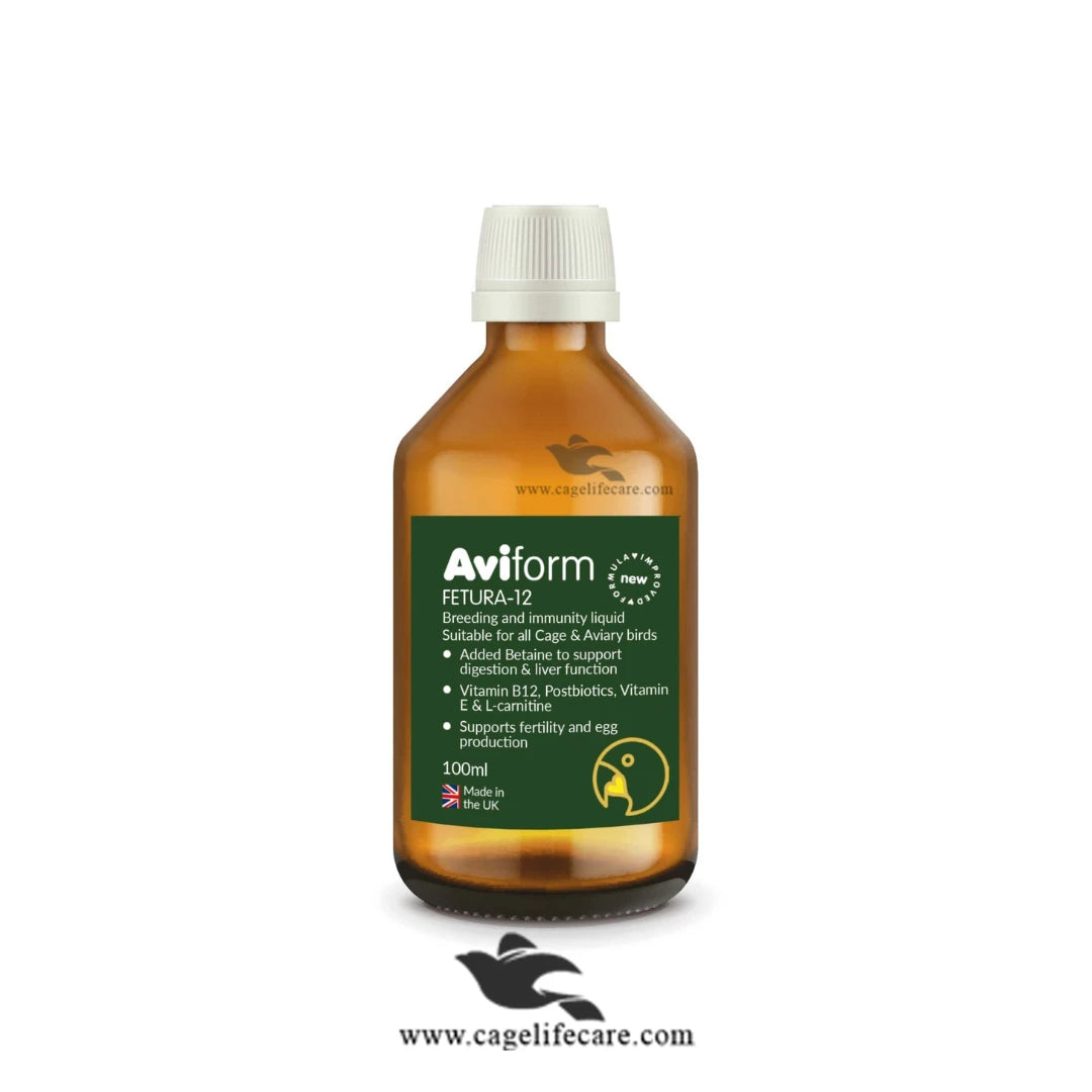 Fetura-12 Liquid – Fertility & Breeding Supplement for Birds 100ml bottle and loose packing