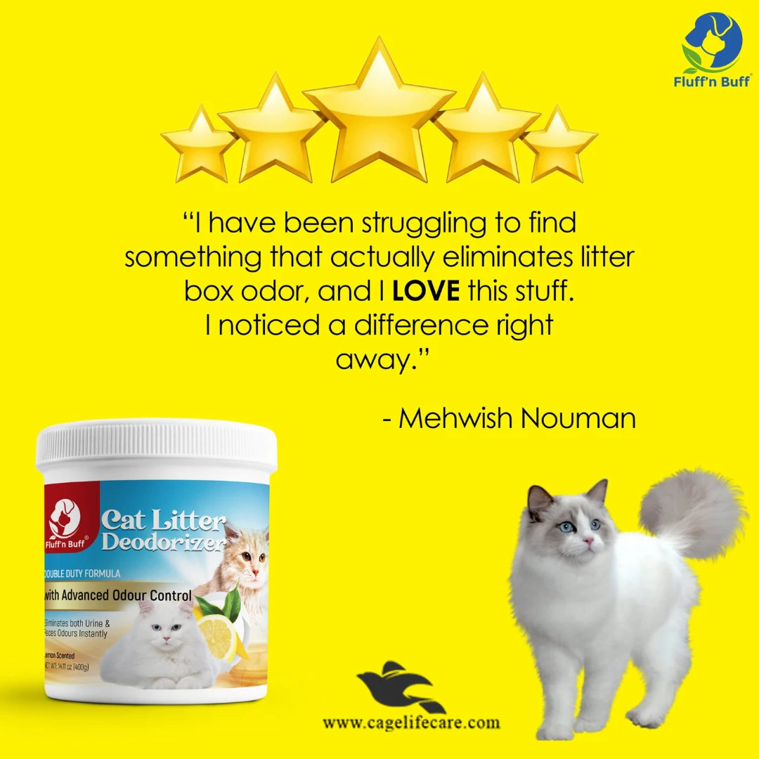 Fluff n Buff Cat Litter Deodorizer – Lemon Scent 500g