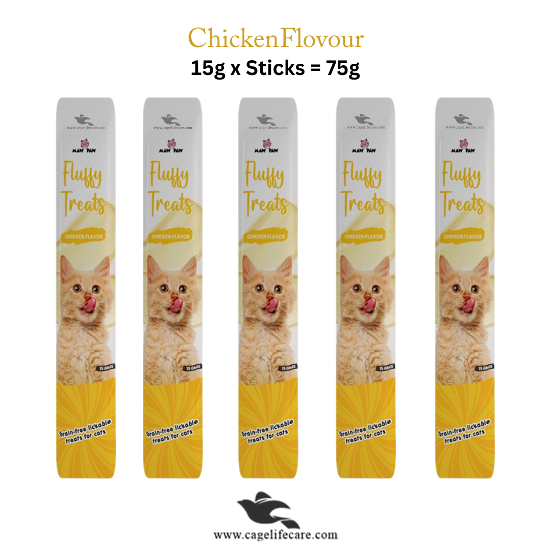 Fluffy Creamy Lickable Cat Treat – Chicken (Grain-Free, 75g) 5 sticks