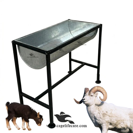 Goat & Sheep Open Feeding Bucket with Foldable Stand – Stainless Steel Livestock Feeder
