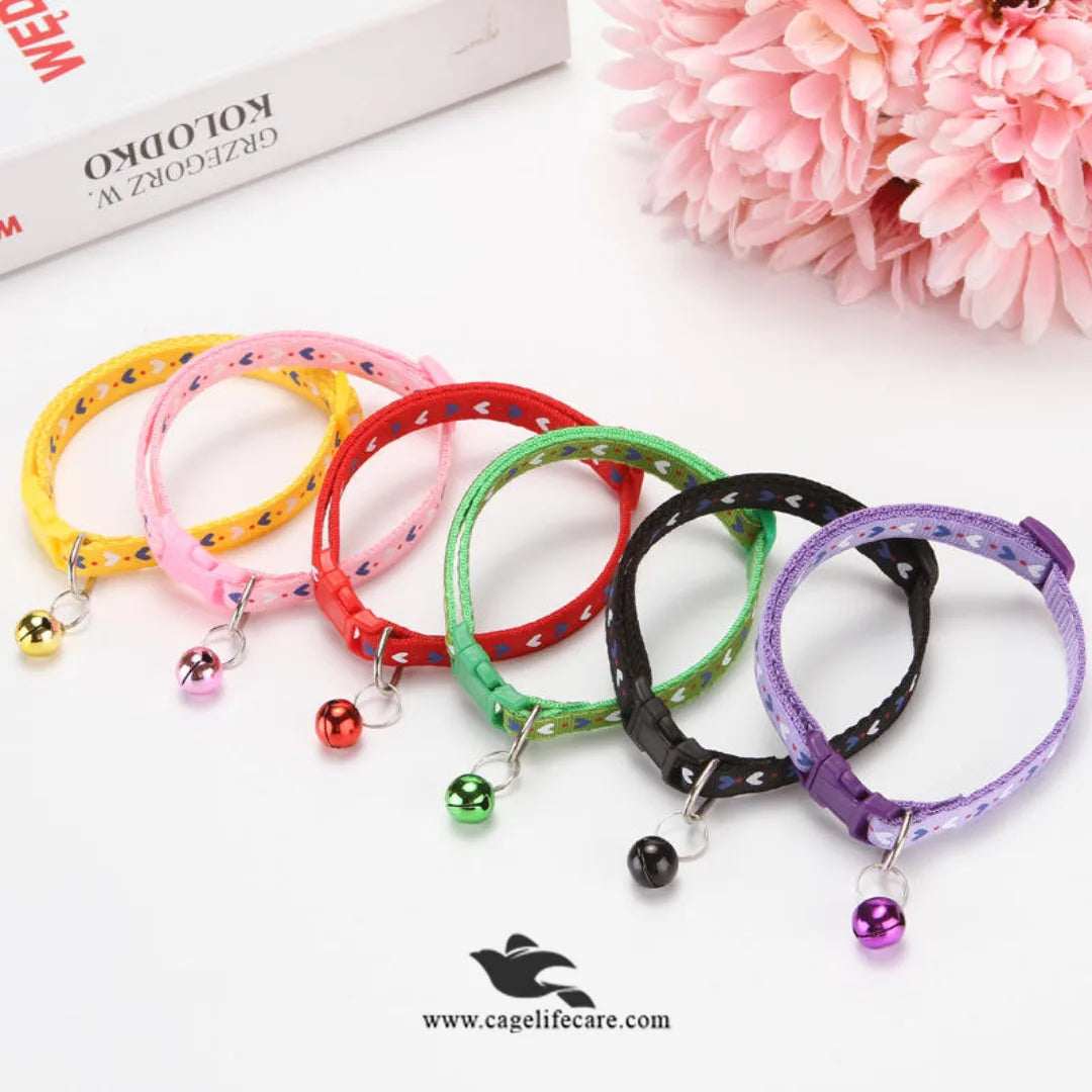 Heart Print Cat Collar with Bell – Adjustable & Stylish for Cats