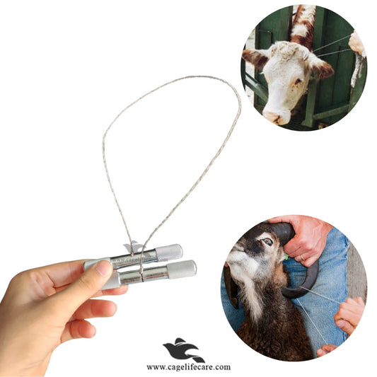 Horn Wire Saw – Stainless Steel Cable Saw with Handles for Cattle, Goat & Sheep Dehorning Tool