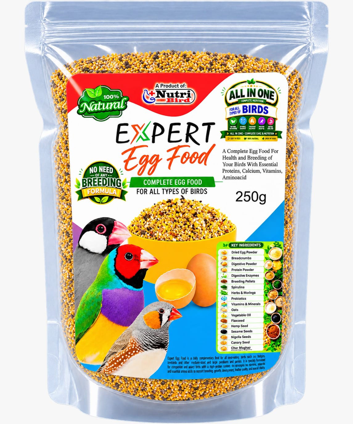 Expert Eggfood – All-in-One Dry Softfood for Finches, Budgies, Lovebirds, Cockatiels & Parrots