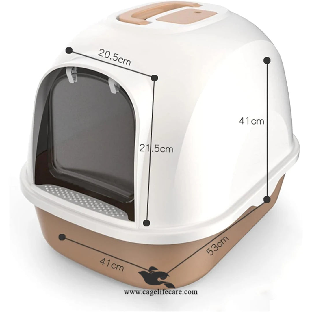 Imported Cat Litter Box – High-Quality D Shape with Scoop & Front Entry