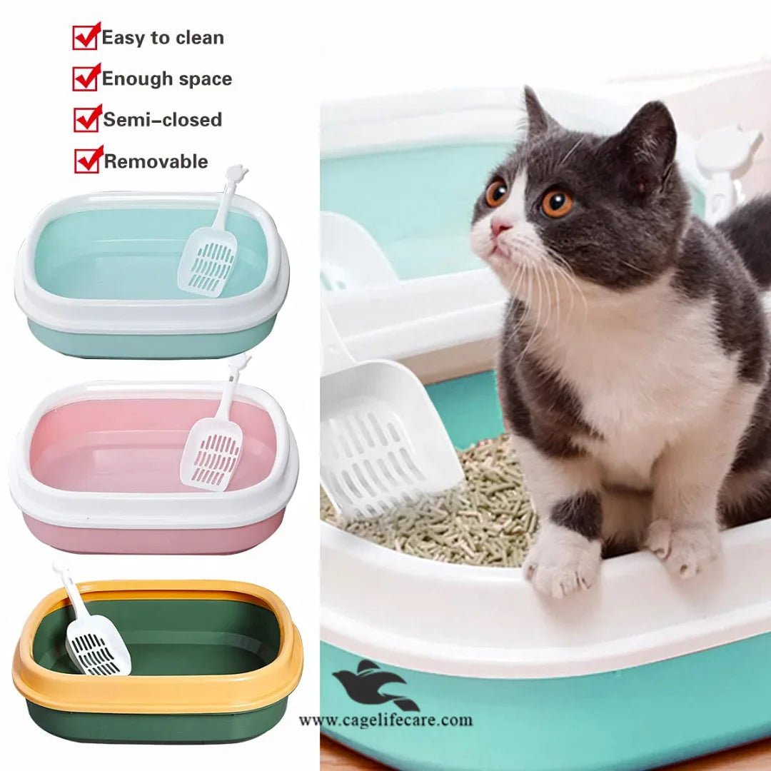 Imported Large Cat Litter Tray with Lid & Scoop