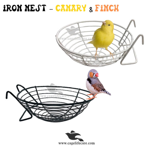 Iron Hanging Nest for Canaries & Finches - Black & White