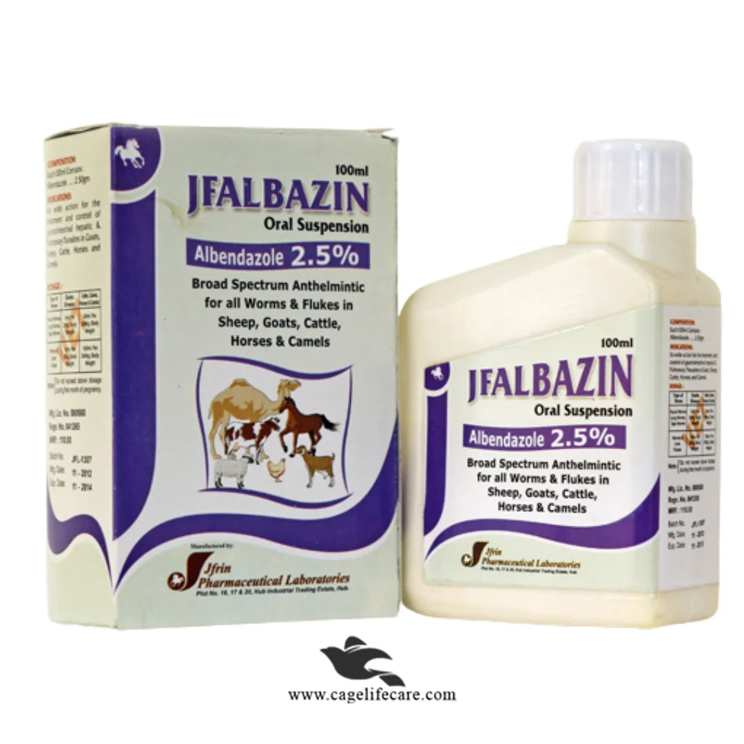 JFALBAZIN 2.5% Oral Suspension – Albendazole 2.5% – Broad Spectrum Anthelmintic for Livestock