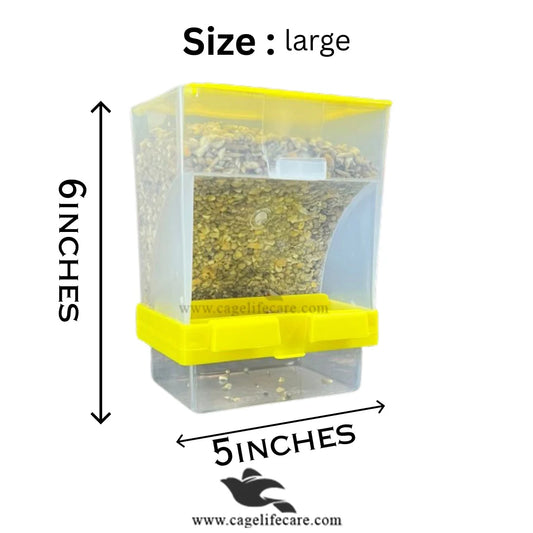 No Mess Seed Hopper For Parrots & Other Birds - Large Seed Hopper Auto Seed Container