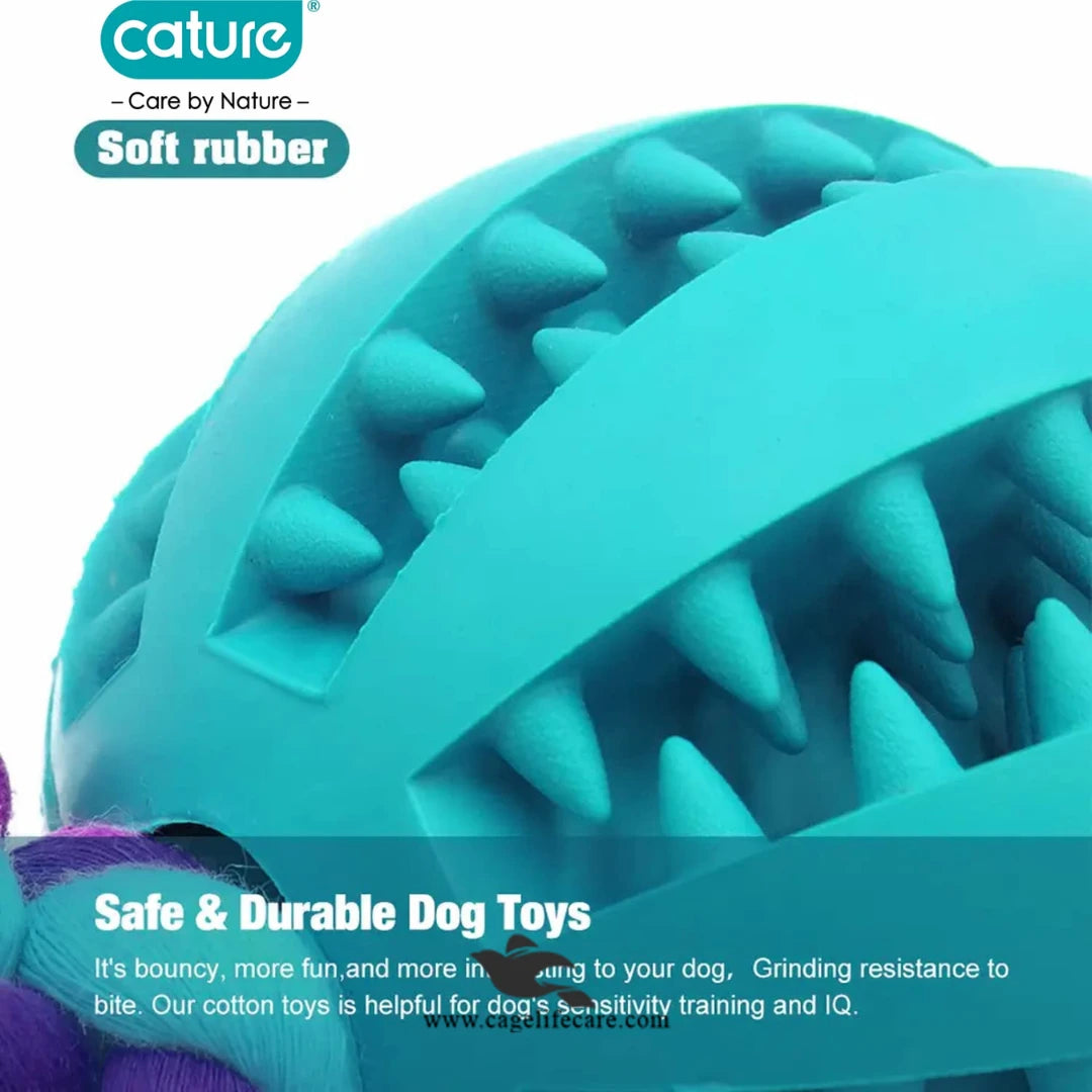 Nunbell Dog Treat Ball with Rope Toy – Interactive Chew & Play for Dogs