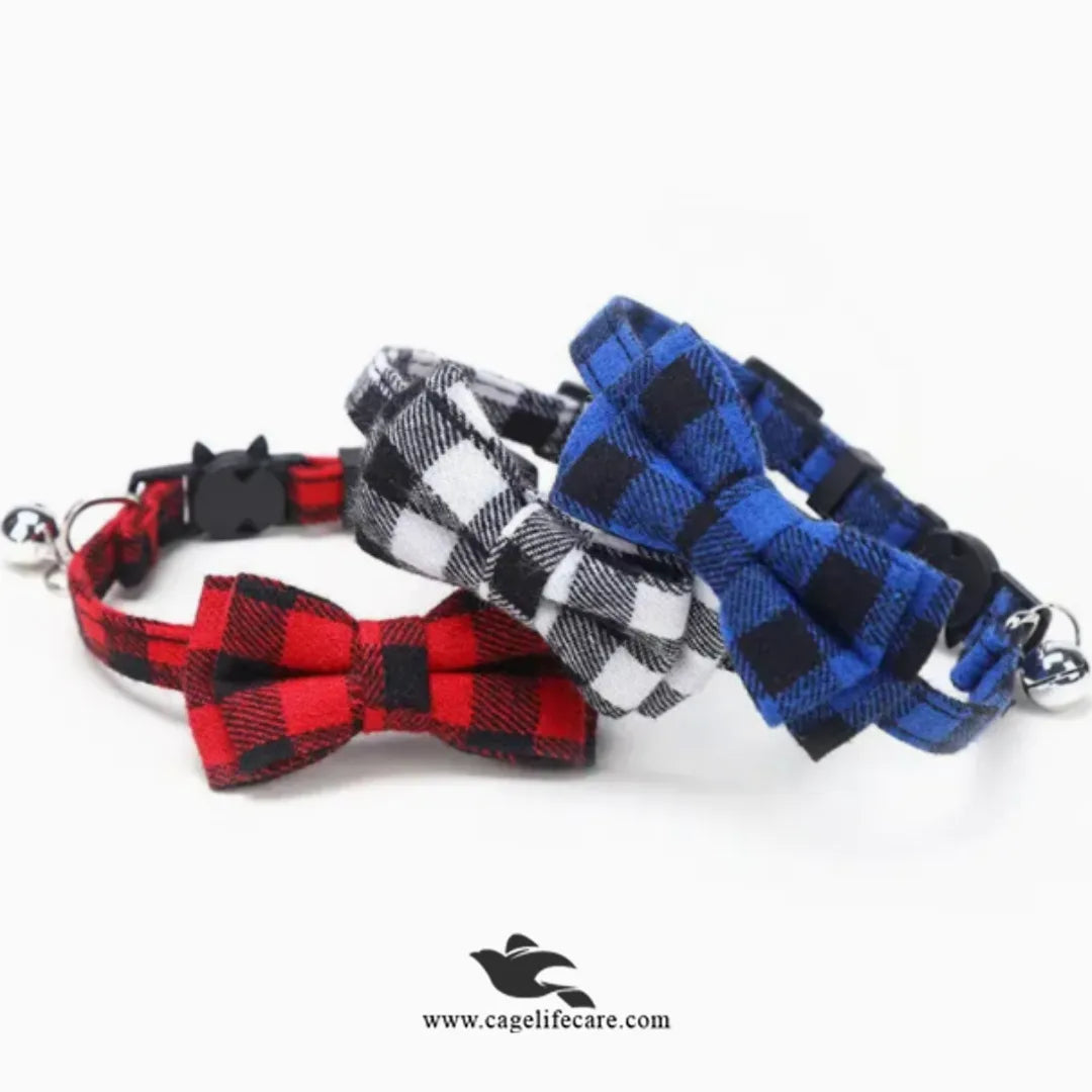 Plaid Bow Cat Collar – Adjustable & Stylish (Imported)