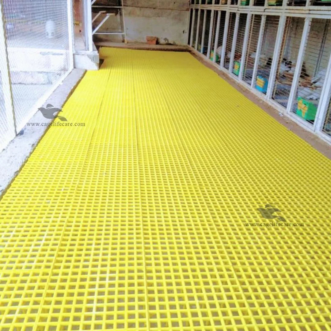 Plastic Flooring Panels – 1x1 Square Feet, Hygienic & Interlocking for Animals and Birds Yellow Color FLooring Setup Large Piegon Loft Setup