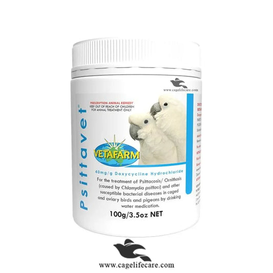 Psittavet Antibiotic – Treating Respiratory & Bacterial Diseases in Birds 100g Box and Loose Packing