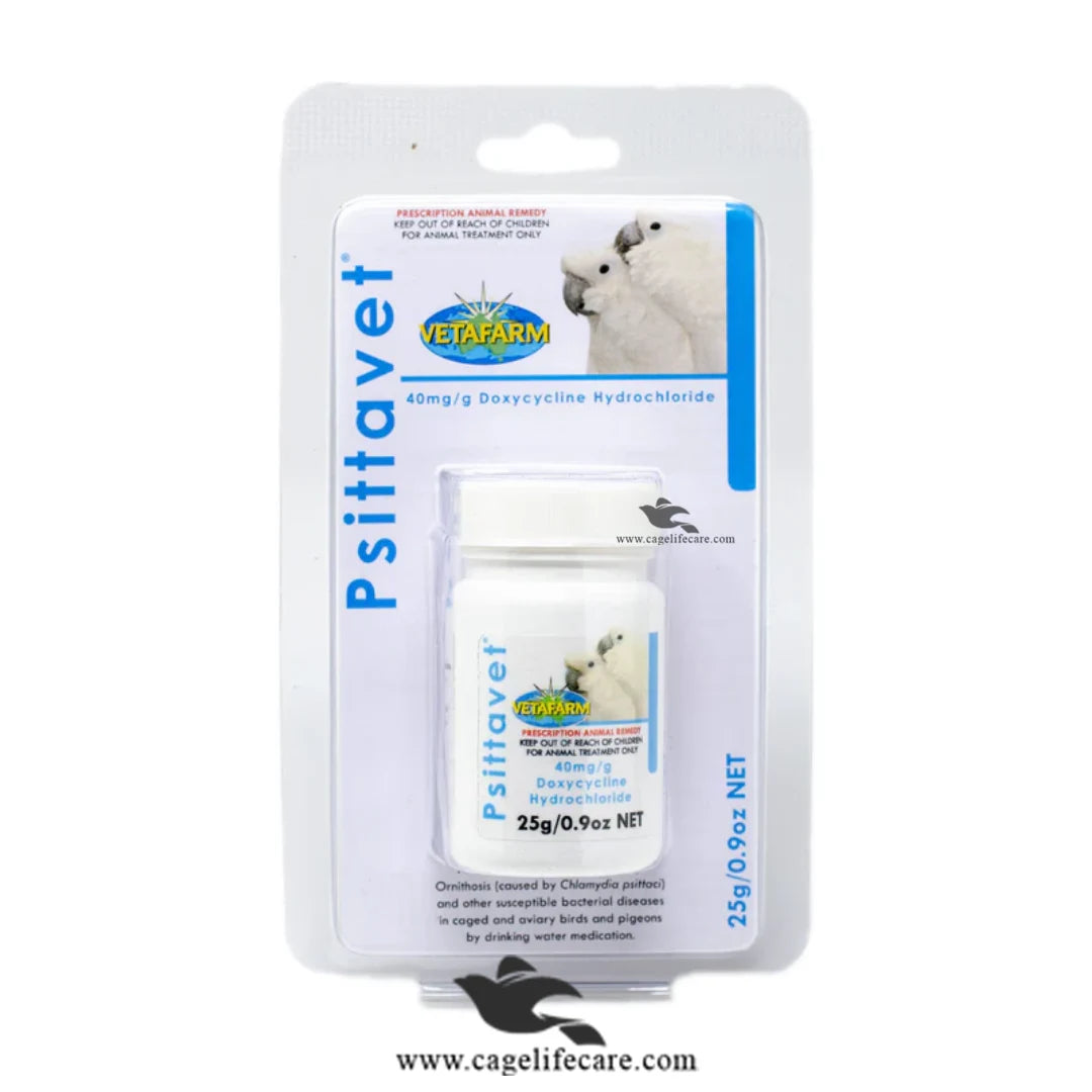 Psittavet Antibiotic – Treating Respiratory & Bacterial Diseases in Birds 25g Box and Loose Packing