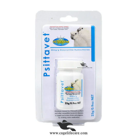Psittavet Antibiotic – Treating Respiratory & Bacterial Diseases in Birds 25g Box and Loose Packing