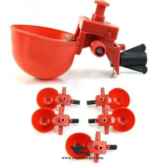 Red Auto Water Cup Drinker for Pigeons & Poultry