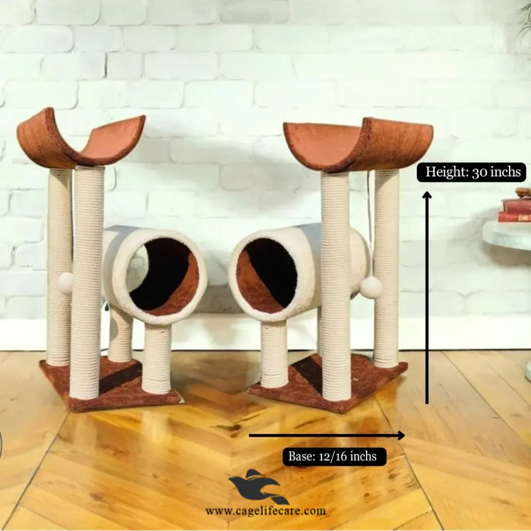 Cat furniture with round hideout and sisal post