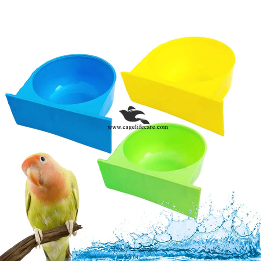 Round Water & Soft Food Pot Bowl for Small Birds