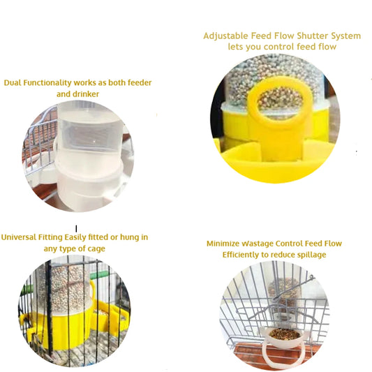 Silo Shutter Door Feeder & Drinker - 350ml for Birds All Functions