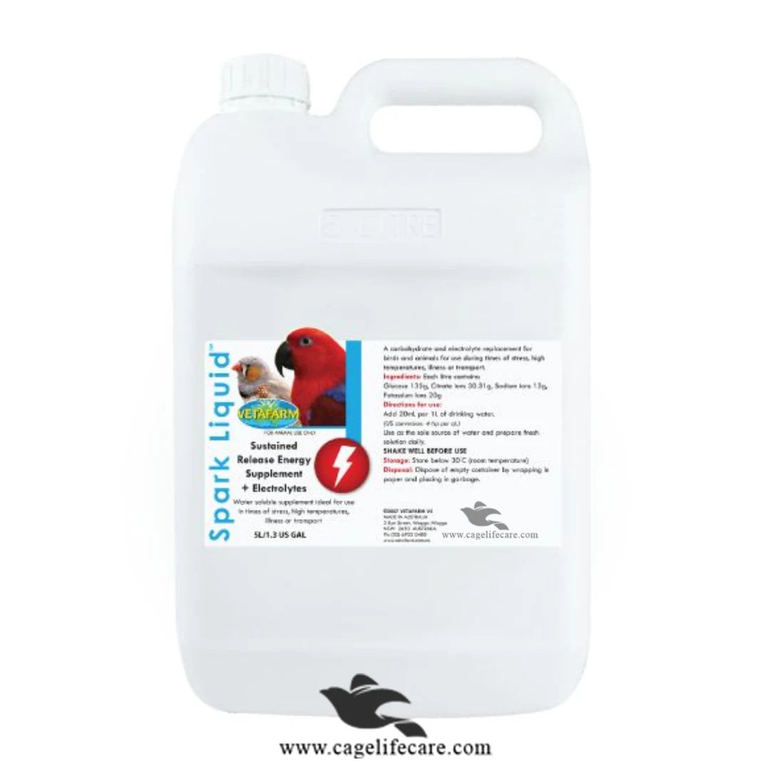 Spark Electrolyte – Sustained Release Energy & Hydration for Birds 5 Liter Can and loose packing