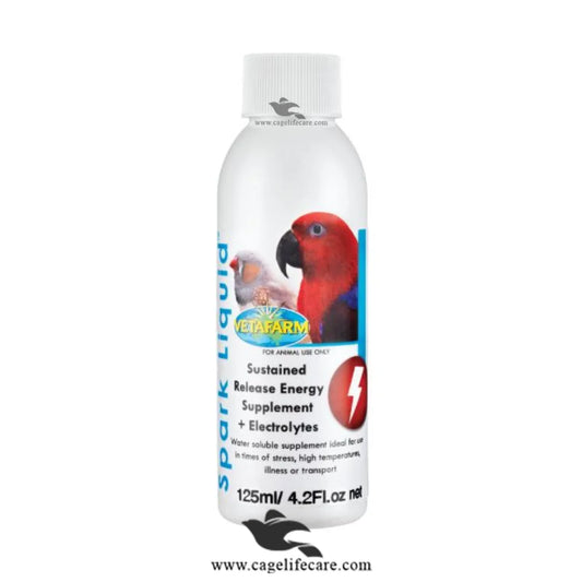 Spark Electrolyte – Sustained Release Energy & Hydration for Birds 125ml bottle and loose packing