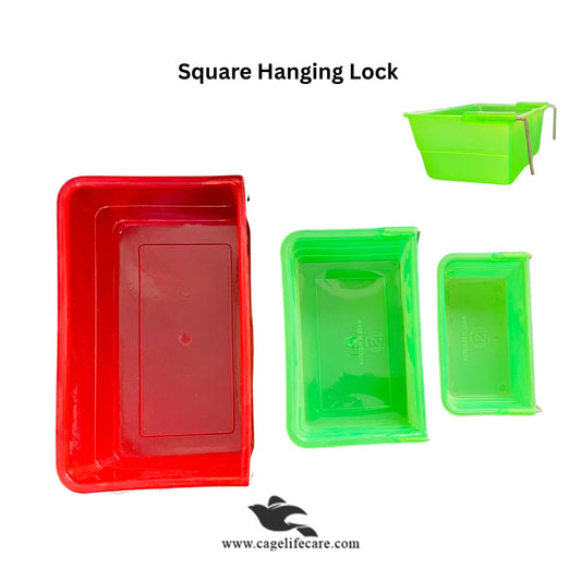 Square Plastic Hanging Pots with Locks for Birds