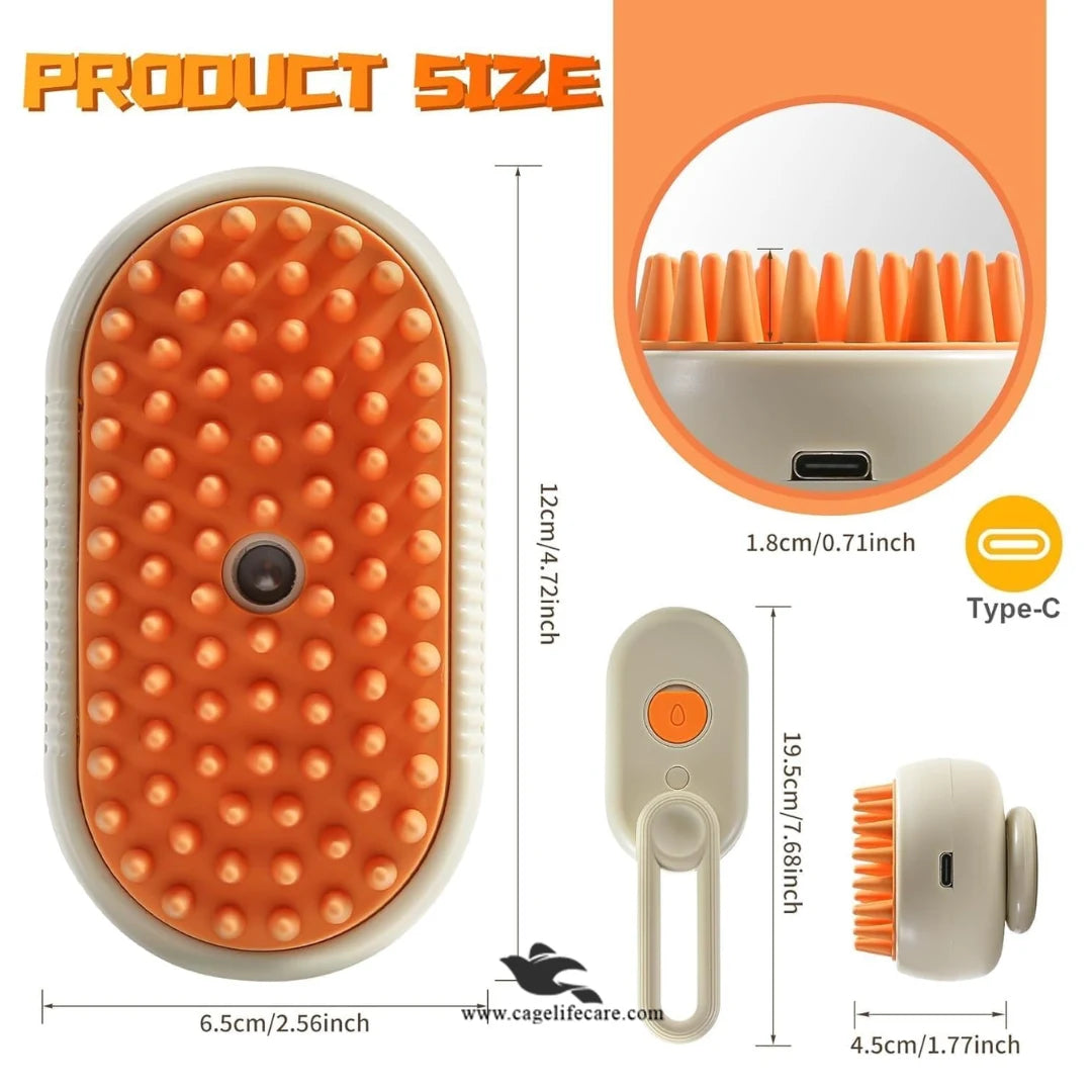 Portable steam grooming brush hi-quality for pets