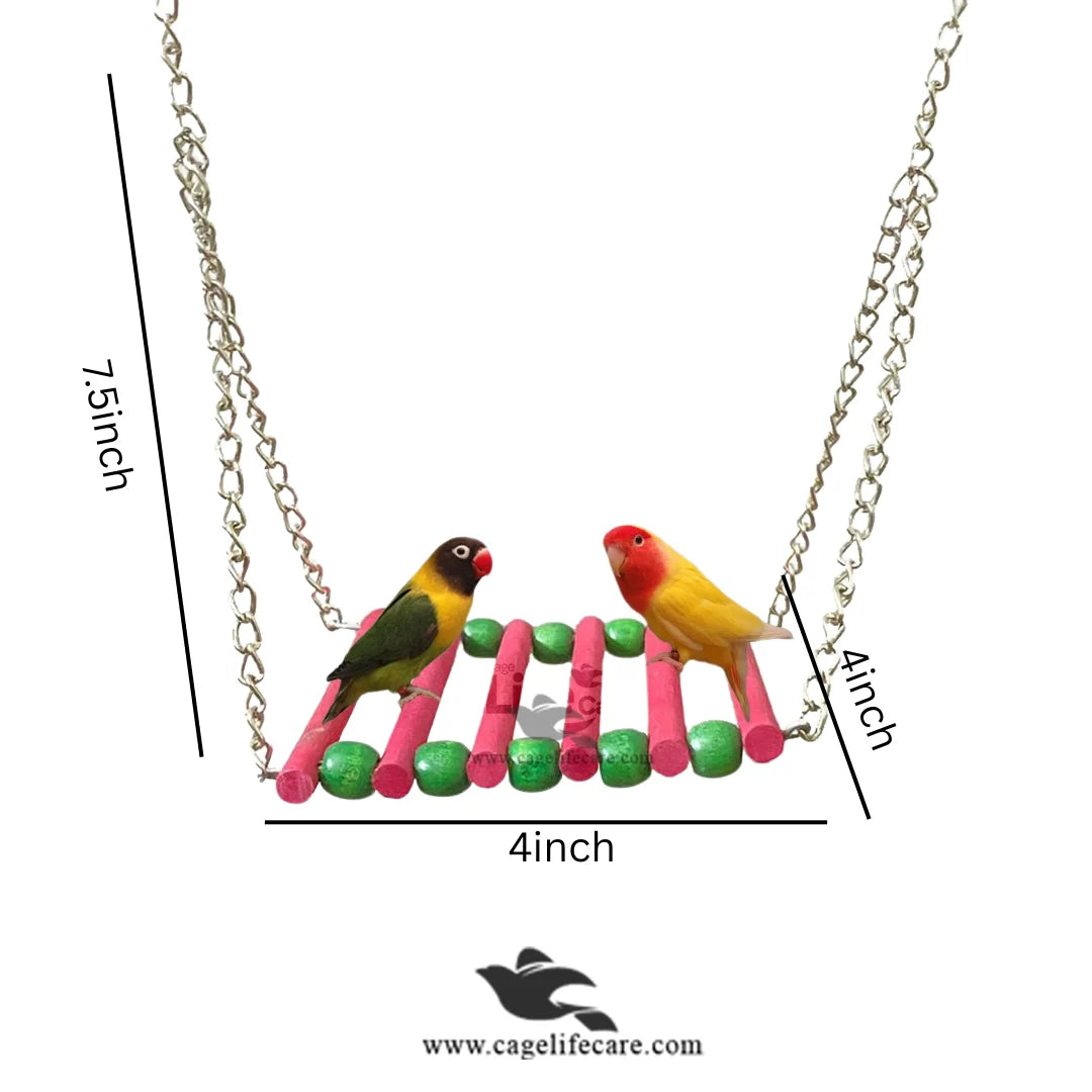 Swing Ladder Bird Toy – Natural Wood Climbing & Exercise Ladder