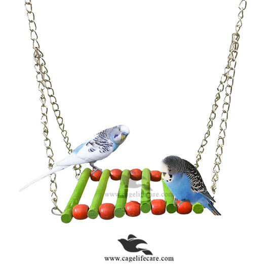 Swing Ladder Bird Toy – Natural Wood Climbing & Exercise Ladder