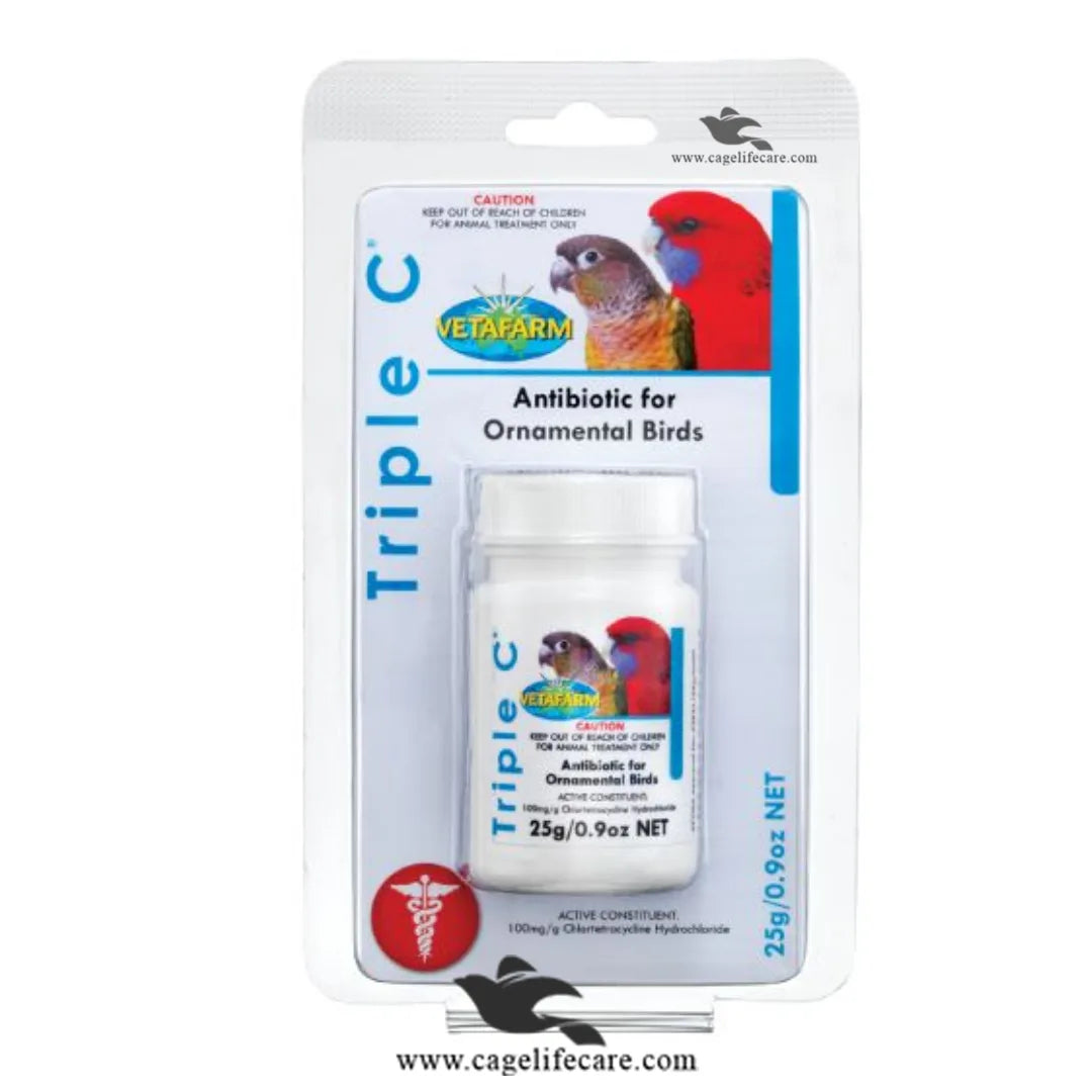 Triple C – Antibiotic for Ornamental Birds All Dieases one solution for birds 25g Box and Loose Packing